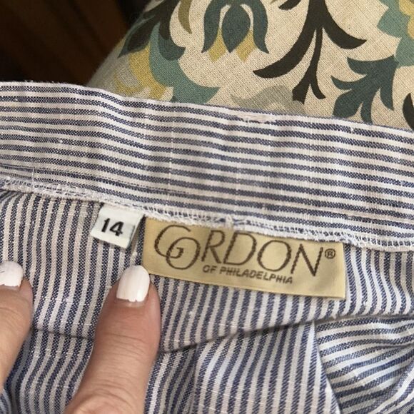 Vintage 80s Gordon of Philadelphia Blue & White Striped A Line Skirt - Picture 6 of 7